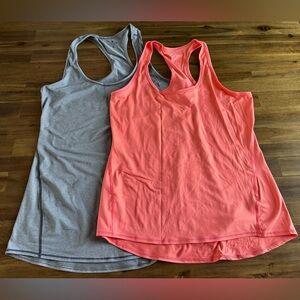 Athleta Gray and Coral Tank Tops - Size M